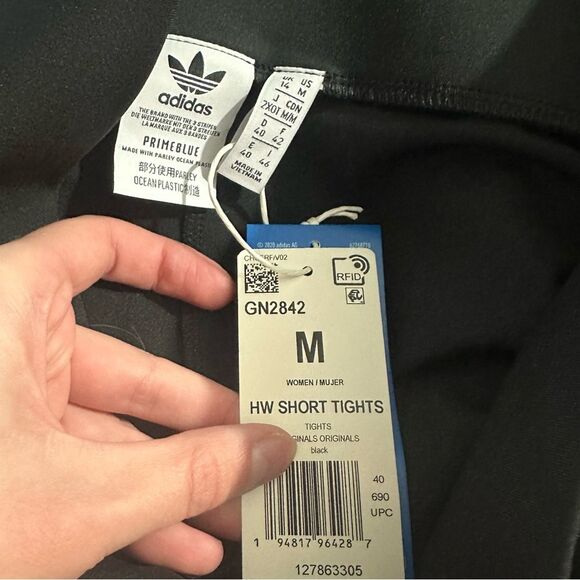 Adidas Originals Black High Waisted Athletic Biker Shorts NWT Size Medium - Picture 6 of 16